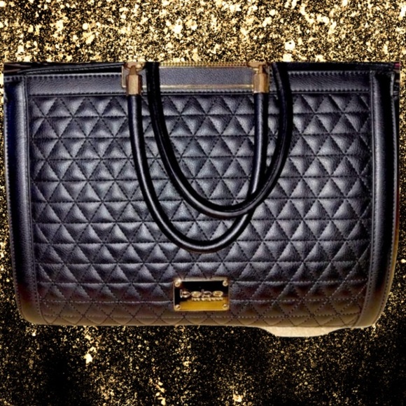 bebe Quilted Satchel Purse, Black - Picture 1 of 11